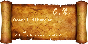 Orendi Nikander névjegykártya